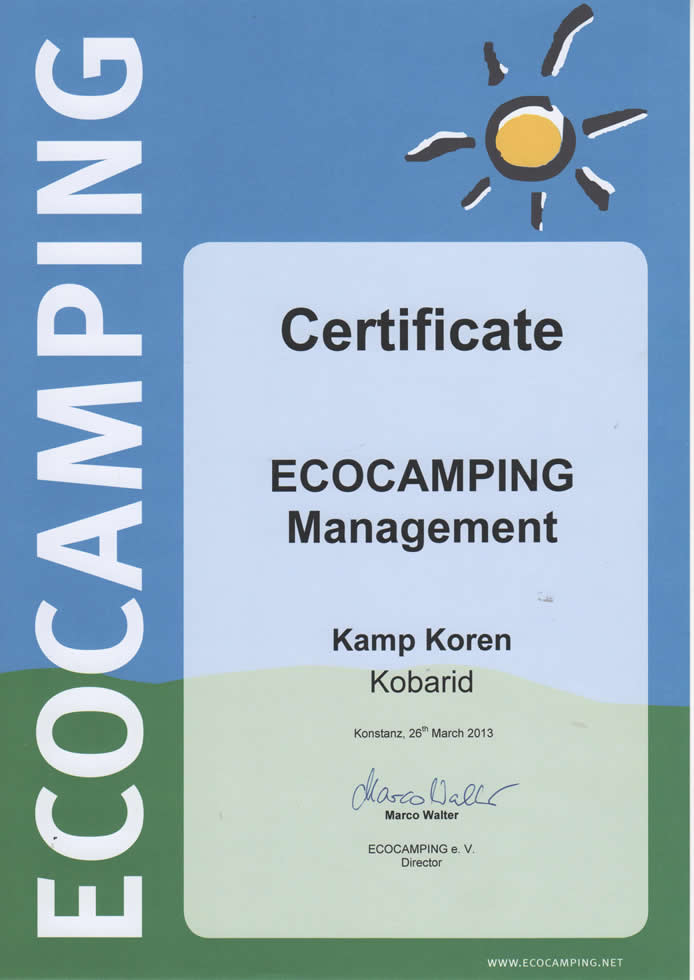 Eco certifikat Kamp Koren